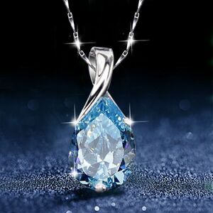 Theme Park Inspired Aquamarine Gemstone Pendant Necklace – S925 Sterling Silver